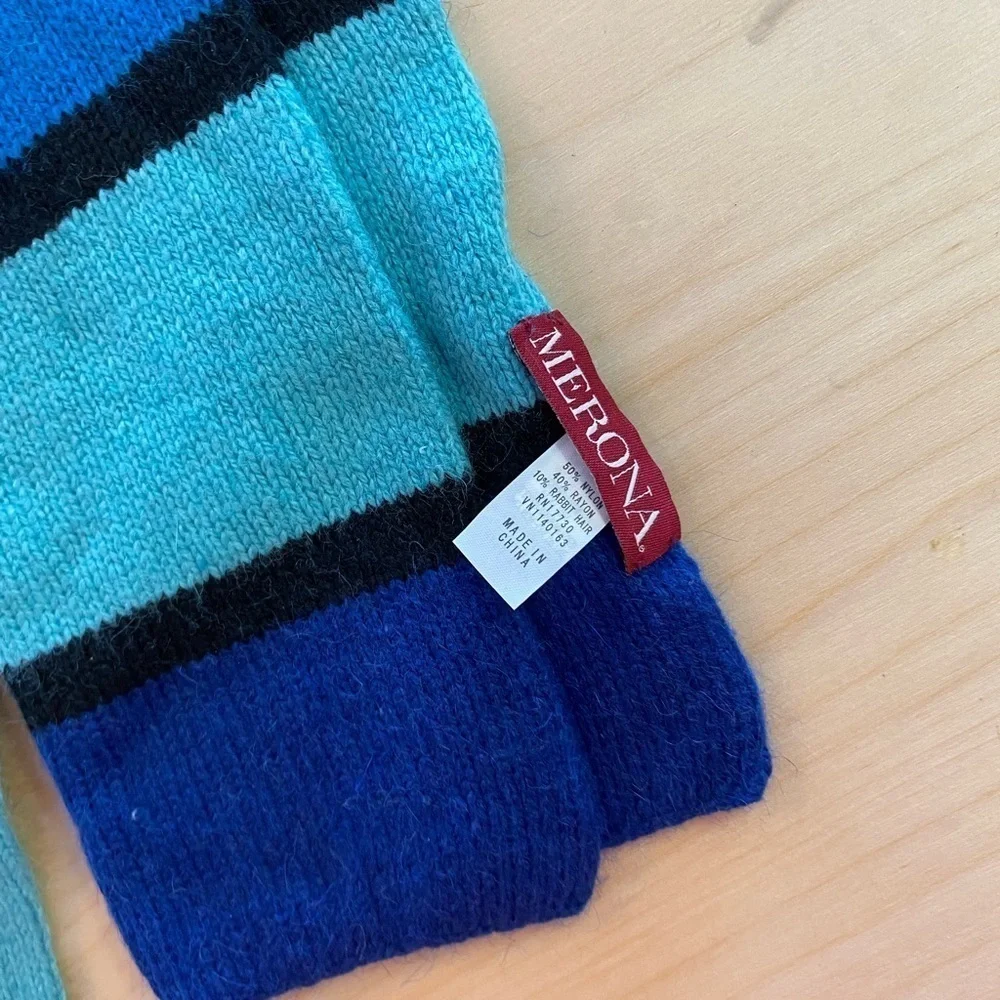Merona Scarf and Gloves Set Made with 10% Rabbit Hair (DX)